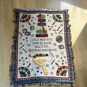 At Home America Tots N Toys Afghan Throw Blanket 36x48 Cotton Made USA New